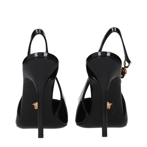 Versace Black Patent Leather Slingback Pumps – Women's High Heels with Medusa Detail